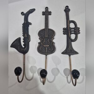 Vintage Musical Instrument Metal Wall Hooks